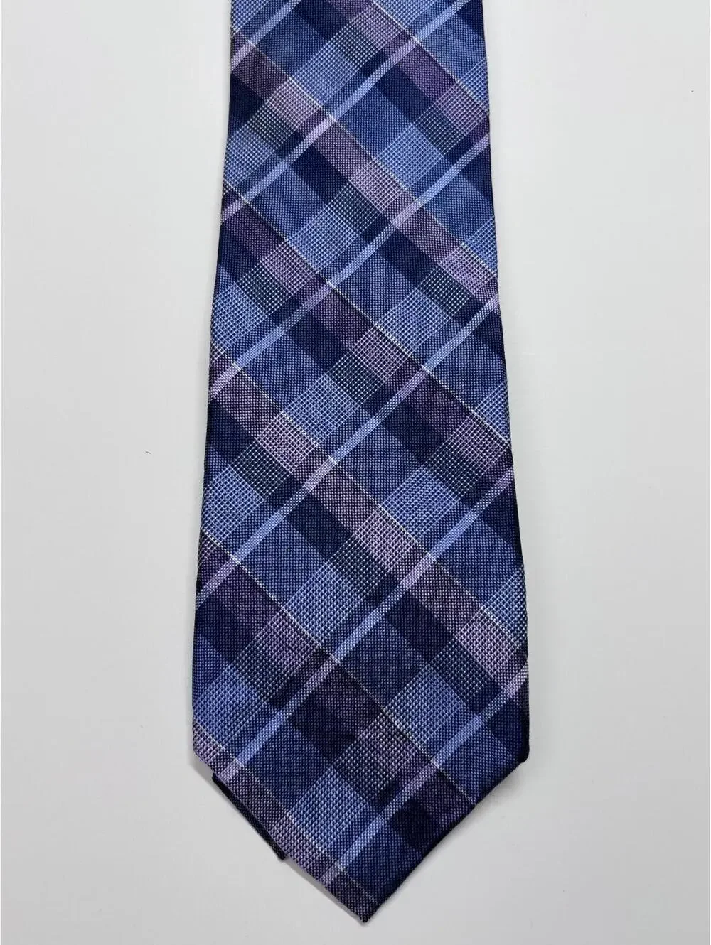 100%‎ Silk Pronto Uomo Tie Purple & Blue Plaid
